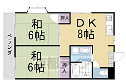 第2松尾ハイツ 2DKの間取図画像