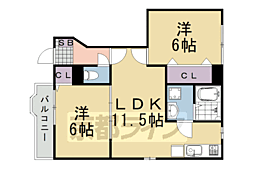 ニュー・カーム2 2LDKの間取図画像