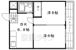 華園マンション 2DKの間取図画像