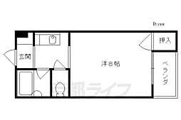 エルデ桃山 1Kの間取図画像