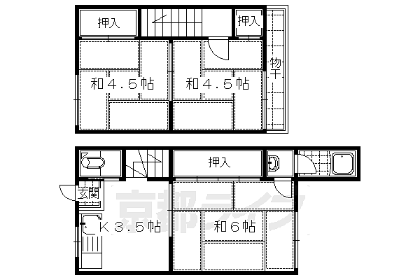 横大路貸家 1｜京都府京都市伏見区横大路貴船(賃貸テラスハウス3K・--・43.87㎡)の写真 その2