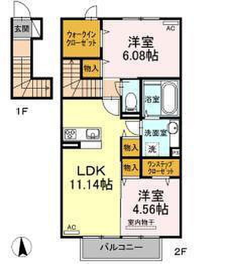 メゾン・ド・フルール ｜宮崎県都城市吉尾町(賃貸アパート2LDK・2階・59.58㎡)の写真 その2