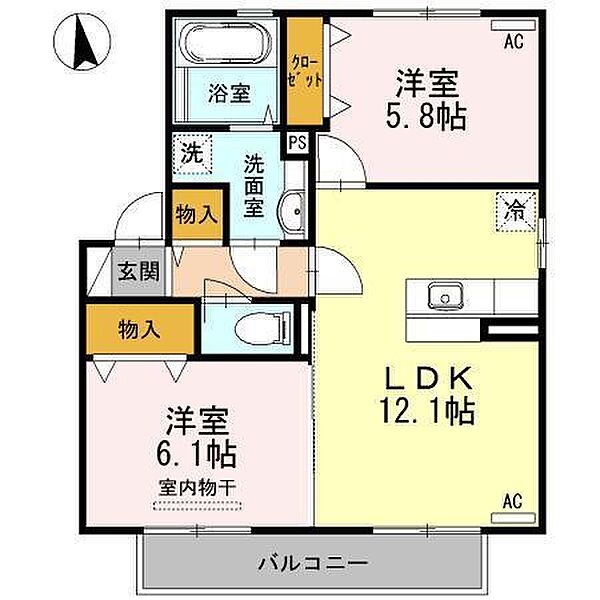 デマラージュ A201｜宮崎県宮崎市昭栄町(賃貸アパート2LDK・2階・55.44㎡)の写真 その2