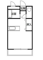 ラパン吉尾 2階ワンルームの間取り