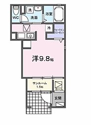 ｅｔｅｒｎｏ　Ｓｏｒａ 1階ワンルームの間取り