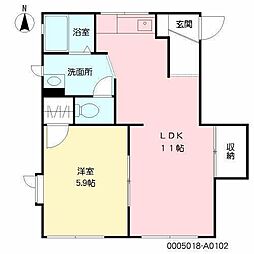ルナハイツ 1LDKの間取図画像