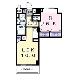 サンライズ 江平中町 1LDKの間取図画像