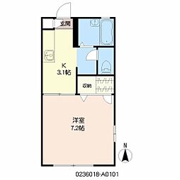 エンジェルハイツ 1Kの間取図画像