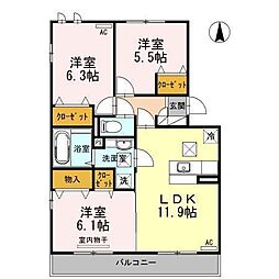 ラヴィーダB 3LDKの間取図画像