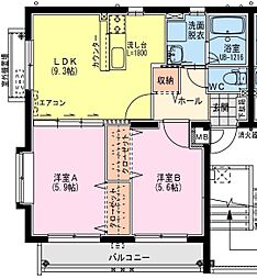 レザンス昭栄 2LDKの間取図画像