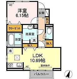 ハピネスアイワ 1LDKの間取図画像