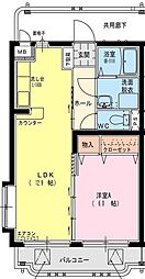 クローバー 1LDKの間取図画像