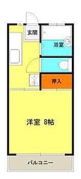 パステルハウスC棟 1Kの間取図画像