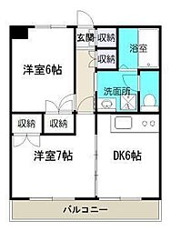 クレセール・ハイム2号館 2DKの間取図画像