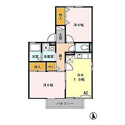 シャルマンコートA 2DKの間取図画像
