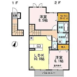 メルヴェーユB 2LDKの間取図画像