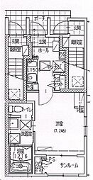 トリニティ下川東 1Kの間取図画像