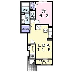 アルバ サウス 1LDKの間取図画像