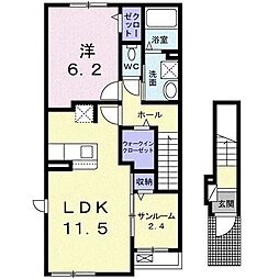 アルバ イースト 1LDKの間取図画像