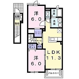 メゾン・ド・アダージョC 2LDKの間取図画像