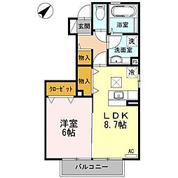 エムズコート 1LDKの間取図画像
