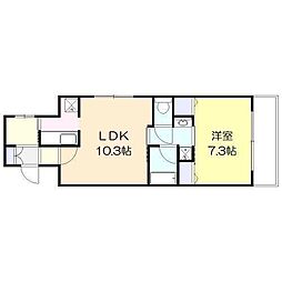 AlteSouthTower 1LDKの間取図画像