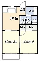クレヨンハウス 2DKの間取図画像