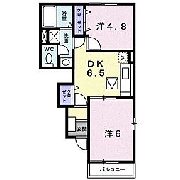 ヴィラルミエールA 2DKの間取図画像