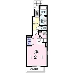 ガーデンハウスエアリーB 1Kの間取図画像