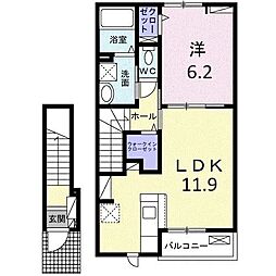 プルミエール 春 II 1LDKの間取図画像