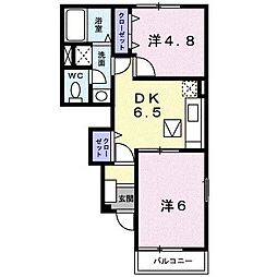 ヴィラルミエールB 2DKの間取図画像