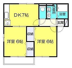 グランモア泉南 2DKの間取図画像