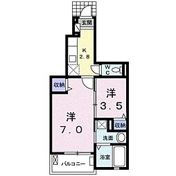 ラ・カーサ・フェリーチェ2 1Kの間取図画像