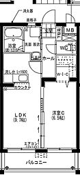 なのはなハイツ5 1LDKの間取図画像