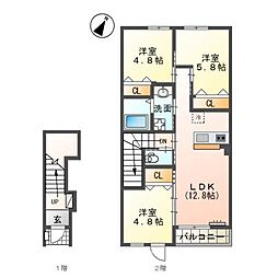Chaleur  K 3LDKの間取図画像