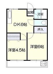 柴ビル 2DKの間取図画像