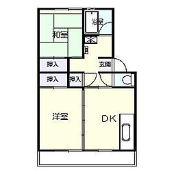 GreenHills大塚台4棟 2DKの間取図画像