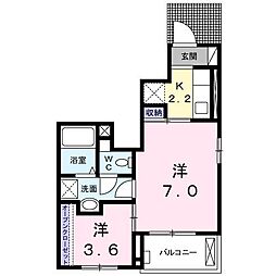 エテルノ宮B 1Kの間取図画像