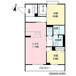セントリビエ神宮北 2LDKの間取図画像
