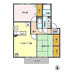 サンパルA棟 2LDKの間取図画像