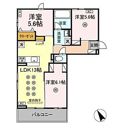リバーサイドベース 3LDKの間取図画像