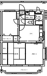 サンフラワー東町 3DKの間取図画像