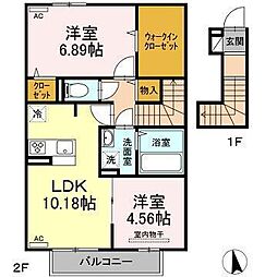 エプロン2号館 2LDKの間取図画像
