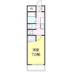 アリビオ南宮崎 1Kの間取図画像