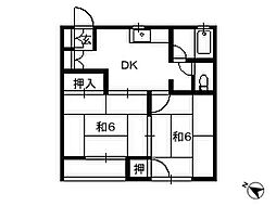 ジュネス・アイ 2DKの間取図画像