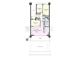 ザ・バーデン昭島ペイ・サージュ 3LDKの間取図画像