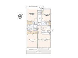 シティ光陽朝霞泉水 3LDKの間取図画像