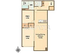 八王子高砂サマリアマンション 2LDKの間取図画像