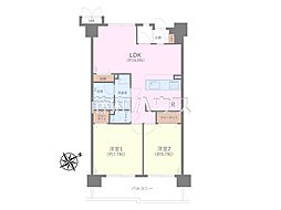 ルネ調布国領モア・クレスト 2LDKの間取図画像