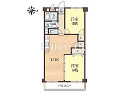 秀和めじろ台レジデンス 2LDKの間取図画像